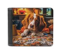sinyumoney Dog with Puzzle Pieces 3D Print PU Leather Wallet Use Holds Bills Banknote Compartments Soft Convenient Purse for Boys Girls 11.7cm*9.5cm
