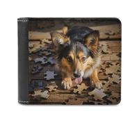 sinyumoney Dog with Puzzle Pieces 3D Print Wallet Safe Protection Card RFID Blocking Banknote Compartments Fashion Slim Leather Wallet 11.7cm*9.5cm