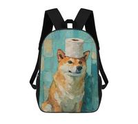 sinyumoney Dog with Toilet Paper on Head Backpack 3D Print Kids Bag Elementary Students Daypack Lightweight School Bag for Children Girls Boys Nursery Lunch Pack 17inch