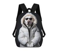 sinyumoney Dog with White Down Jacket Kids School Backpack School Bag 3D Printed School Bag for Boys Elementary And Middle School Students 17inch