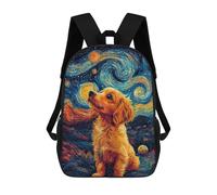 sinyumoney Doggy Starry Night Children's School Backpack Fashion Casual Children's Backpacks 3D Printed School Bags Boy Large Backpack 17inch