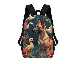 sinyumoney Dogs, Birds, Flowers, Pond School Bags Lightweight Airport College Students Back Pack for School/Work/Travel 17inch