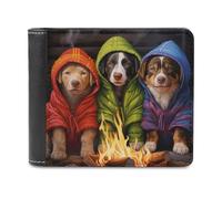 sinyumoney Dogs by The Campfire-1 3D Print PU Leather Wallet Multiple Slots Leather RFID Banknote Compartments Minimalist Style Wallets 11.7cm*9.5cm