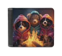 sinyumoney Dogs by The Campfire-4 3D Print Clutch Purse Card Slots ID Banknote Compartments Soft Convenient Leather Men's Wallet 11.7cm*9.5cm