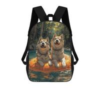 sinyumoney Dogs Floating River Tube Kids Backpack,School Backpack Kids School Bag 3D Printed Cartoon Large Capacity Backpack for Kids Boys And Girls 17inch