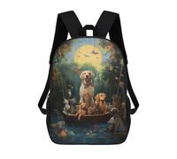 sinyumoney Dogs in A Tropical Paradise Kids Backpack,School Backpack Kids School Bag 3D Printed Cartoon Large Capacity Backpack for Kids Boys And Girls 17inch