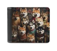 sinyumoney Dogs in Colorful Scarves 3D Print PU Leather Wallet Multiple Slots Banknote Compartments Stylish Durable Men's Wallets Gifts 11.7cm*9.5cm