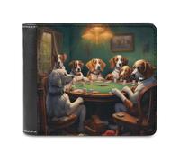 sinyumoney Dogs Playing Poker-50 3D Print Wallet Safe Protection Card RFID Blocking Banknote Compartments Fashion Slim Leather Wallet 11.7cm*9.5cm