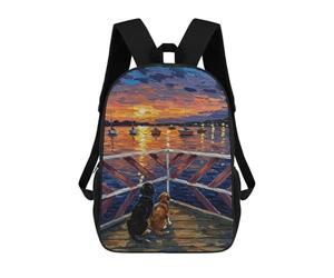 sinyumoney Dogs Watching Sunset over The Sea Backpack School Bag Business Laptop Rucksack Bag Unisex Casual Daypack for Teenage Girls Boys Women Men 17inch