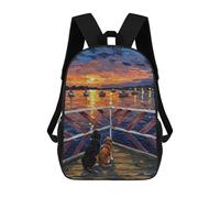 sinyumoney Dogs Watching Sunset over The Sea Rucksacks 3D Printed Children Backpacks Fashion Casual Daypack Cute Travel Bags Outdoor Casual Daypack for Boy And Girl 17inch