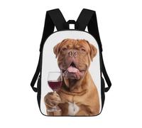 sinyumoney Dogues De Bordeaux Dog with Wine Glass Backpack School Bag Large Water Resistant Laptop Backpack for Teenage Girls Boys Women Men 17inch