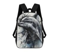 sinyumoney Dolphin Beauty Black Ink School Backpack 3D Printed School Bags Boys Girls Laptop Backpack for Kids/Students/Adults 17inch
