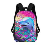 sinyumoney Dolphin Game Hero Backpacks Kids School Backpack School Bag 3D Printed School Bag for Boys Elementary And Middle School Students 17inch