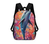 sinyumoney Dolphin in Colorful Ocean School Backpack Large Water Resistant Laptop Backpack for Men, Women & Teenage Boys 17inch
