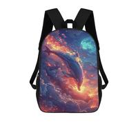 sinyumoney Dolphin in Space Adventure School Bag 3D Printed 17inch Backpacks Fashion Kids School Backpack Rucksacks for Boys Elementary And Middle School Students