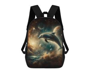 sinyumoney Dolphin in Space Backpack School Bag Fashion Stationery Backpack Waterproof Casual Daypacks- Perfect for Travel, Work And Daily Use 17inch