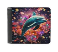 sinyumoney Dolphin in Vibrant Coral Reef 3D Print PU Leather Wallet Card Slots ID Slots Note Section Slim Elegant Wallets Everyday Use 11.7cm*9.5cm