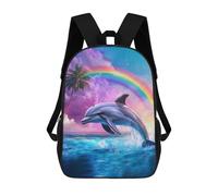sinyumoney Dolphin Jumping Rainbow School Bags Water Resistant Travel Backpack Computer Bag for School/Work/Travel 17inch