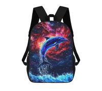 sinyumoney Dolphin Leaping Ocean Waves 3D Printed Children's 17 Inch Backpacks 3D Printed Casual School Bag for Boys Elementary And Middle