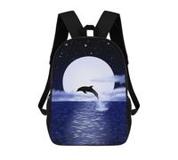 sinyumoney Dolphin over The Moon Backpack School Bag Travel College Rucksack Backpacks for Campus Outdoor Travel Sports 17inch