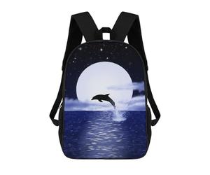 sinyumoney Dolphin over The Moon Backpack School Bag Travel College Rucksack Backpacks for Campus Outdoor Travel Sports 17inch