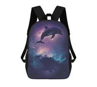 sinyumoney Dolphin Silhouette Galaxy Backpack 3D Printed Kids School Backpack High Capacity Travel Backpacks Book Bags Kids Backpack 17inch