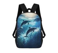 sinyumoney Dolphin Space Animal Kids' Backpack 3D Printing School Bag Boys Cool Daypacks Casual Knapsack Fun Back Bag for Kids And Teenager 17inch