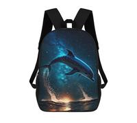 sinyumoney Dolphin Space Children's School Backpack Fashion Casual 17inch 3D Printed School Bags Boy School Backpack Large Backpack