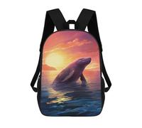 sinyumoney Dolphin Sunset 3D Printed Children's School Backpack for Kids High Capacity Travel Rucksacks Book Bags Kids School Bag Back Pack 17inch