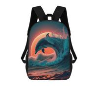 sinyumoney Dolphin Sunset Backpacks Kids School Backpack School Bag 3D Printed School Bag for Boys Elementary And Middle School Students 17inch
