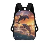 sinyumoney Dolphin Sunset Dance Backpack School Bag Rucksack for Girls Boys Backpacks Large Capacity Kids Back Pack Lightweight School Bags for Children Students 17inch