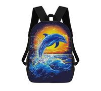 sinyumoney Dolphin Sunset Jump Children's School Backpack 3D Printed for Kids Travel Rucksacks Book Bags Kids School Bag 17inch