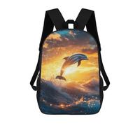sinyumoney Dolphin Sunset Leap Backpacks Kids School Backpack School Bag 3D Printed School Bag for Boys Elementary And Middle School Students 17inch