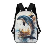 sinyumoney Dolphin Watercolor Art School Backpack Work Laptop Backpack Rucksack Bag for Teenage Girls Boys Women Men 17inch