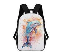 sinyumoney Dolphin Watercolor Backpack School Bag Rucksack for Girls Boys Backpacks Large Capacity Kids Back Pack Lightweight School Bags for Children Students 17inch