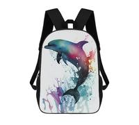 sinyumoney Dolphin Watercolor School Bags Water Resistant School Bag Business Backpack - Perfect for Travel, Work And Daily Use 17inch