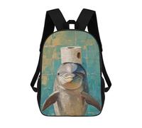 sinyumoney Dolphin with Toilet Paper Roll on Head Rucksack Travel College Rucksack Backpacks for Teenage Girls Boys Women Men 17inch