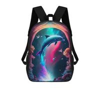 sinyumoney Dolphin's Cosmic Journey Backpack Cartoon Plush Bag, 3D Backpack for Kids School Bag Birthday Gift Idea for Boys And Girls 17inch