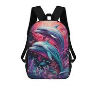 sinyumoney Dolphins in A Colorful Ocean -1 School Backpack Daypacks Business Backpack Water Resistant Bookbag for School/Work/Travel 17inch