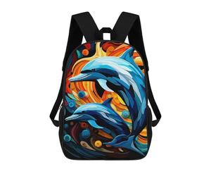 sinyumoney Dolphins in Abstract Colorful Ocean Rucksack Computer Rucksack for School/Work/Travel for Teenage Girls Boys Women Men 17inch