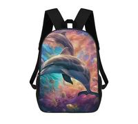 sinyumoney Dolphins in Coral Paradise 3D Printed Children's School Backpack for Kids Travel Rucksacks Book Bags Kids School Bag 17inch