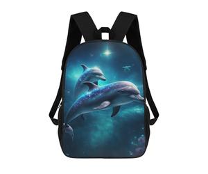 sinyumoney Dolphins in Cosmic Waters School Backpack School Secondary High School College Backpack Travel for Men/Women 17inch
