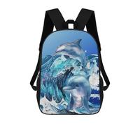 sinyumoney Dolphins in The Surf Backpack School Bag Large Water Resistant Laptop Backpack for Teenage Girls Boys Women Men 17inch