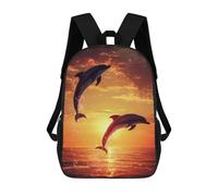 sinyumoney Dolphins Jumping at Sunset Backpack School Large Water Resistant Laptop Backpack for School/Work/Travel 17inch