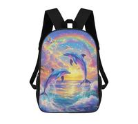 sinyumoney Dolphins Jumping Rainbow Sunset School Bag Bookbag 3D Printed Children's Backpacks for Kids Boy Girl Book Bags Kids School Bag Travel Rucksacks 17inch