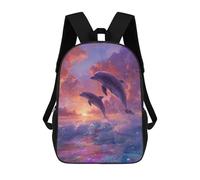 sinyumoney Dolphins Leaping at Sunset Backpack 3D Print Kids Bag Elementary Students Daypack Lightweight School Bag for Children Girls Boys Nursery Lunch Pack 17inch