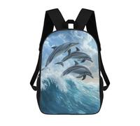 sinyumoney Dolphins Leaping Wave Backpack 3D Printed Children's School Backpack Kids Travel Backpacks High Capacity Book Bags Children's Backpack Rucksack 17inch