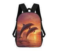 sinyumoney Dolphins Sunset Ocean School Bags School Secondary High School College Backpack Travel for Men, Women & Teenage Boys 17inch