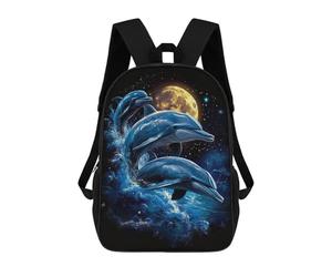 sinyumoney Dolphins Under The Moon School Backpack Work Laptop Backpack Rucksack Bag for Camping Outdoor Adventures And Daily Travel 17inch