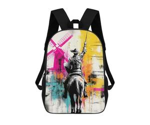 sinyumoney Don Quixote Street Art Backpack School Bag Lightweight Schoolbag Dayback Bookbag College for Men/Women 17inch